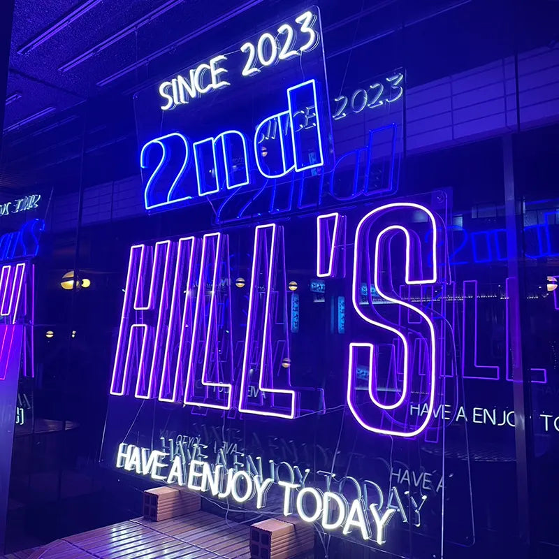 Blue neon sign