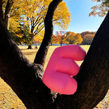 画像をギャラリービューアに読み込む, 公園の木に置かれたピンク色のバルーン「N」