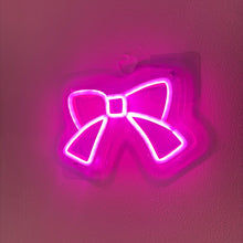 Load image into Gallery viewer, cafe-miuette 店内に飾られているリボンのピンクネオンサイン