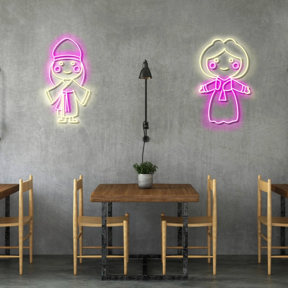 チマチョゴリ夫婦 ☓ 韓国 ☓ ネオンサイン – ネオンサイン（ライト