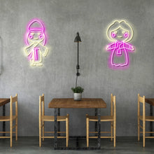 画像をギャラリービューアに読み込む, チマチョゴリ夫婦_韓国_ネオンサイン_치마초고리