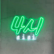 Load image into Gallery viewer, 韓国焼肉店のグリーンとホワイトのネオンサインロゴ