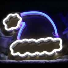 画像をギャラリービューアに読み込む, クリスマスに使えるサンタ帽子の青色ネオンサイン