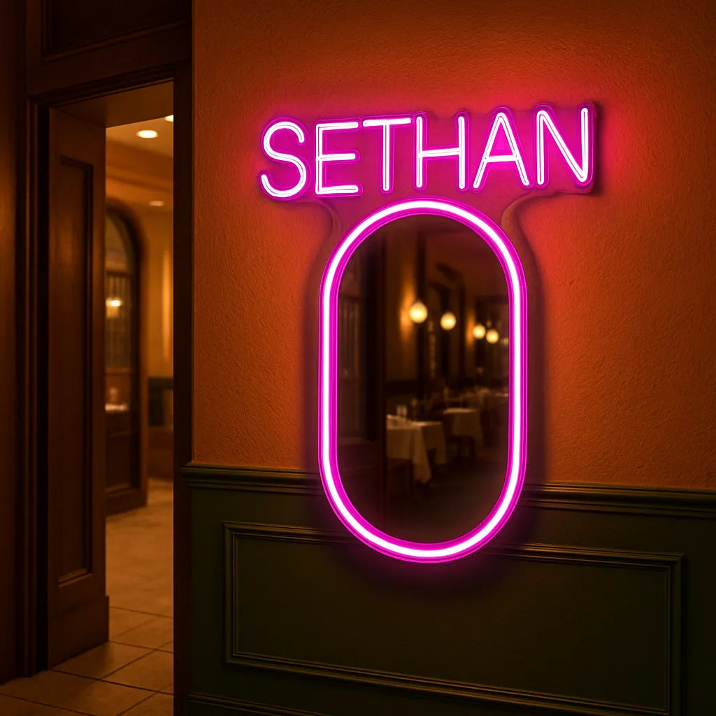 レストラン店内のミラーネオン