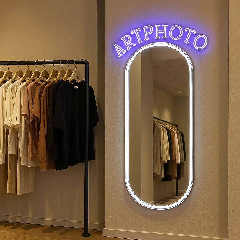アパレル店内のミラーネオン
