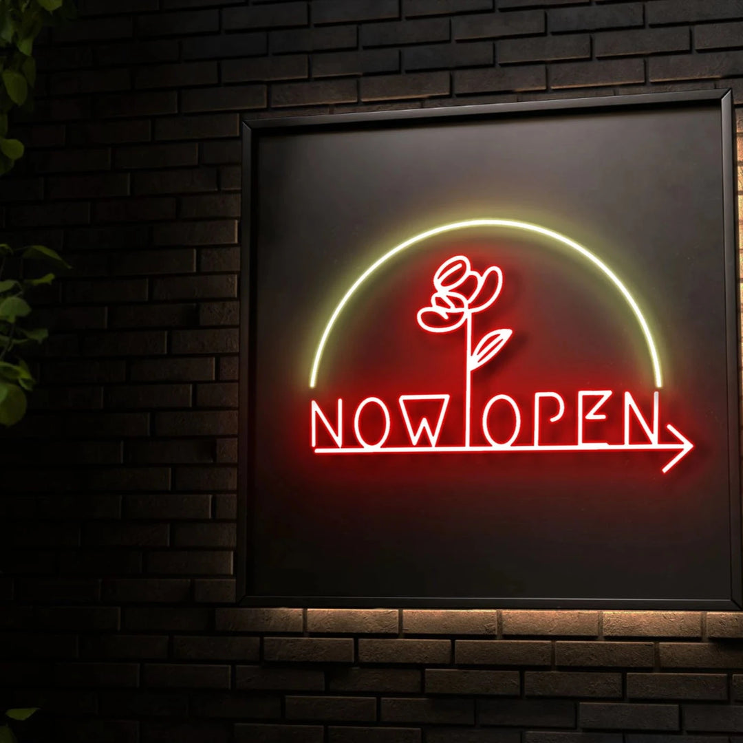 バラの花 ☓ OPEN ☓ ネオンサイン – ネオンサイン（ライト・看板）の