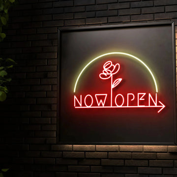 ネオンサイン お洒落な『OPEN』ネオン管 ファッショナブル 看板 オリジナル バラの花 ☓ OPEN ☓ ネオンサイン – ネオンサイン（ライト・看板）の