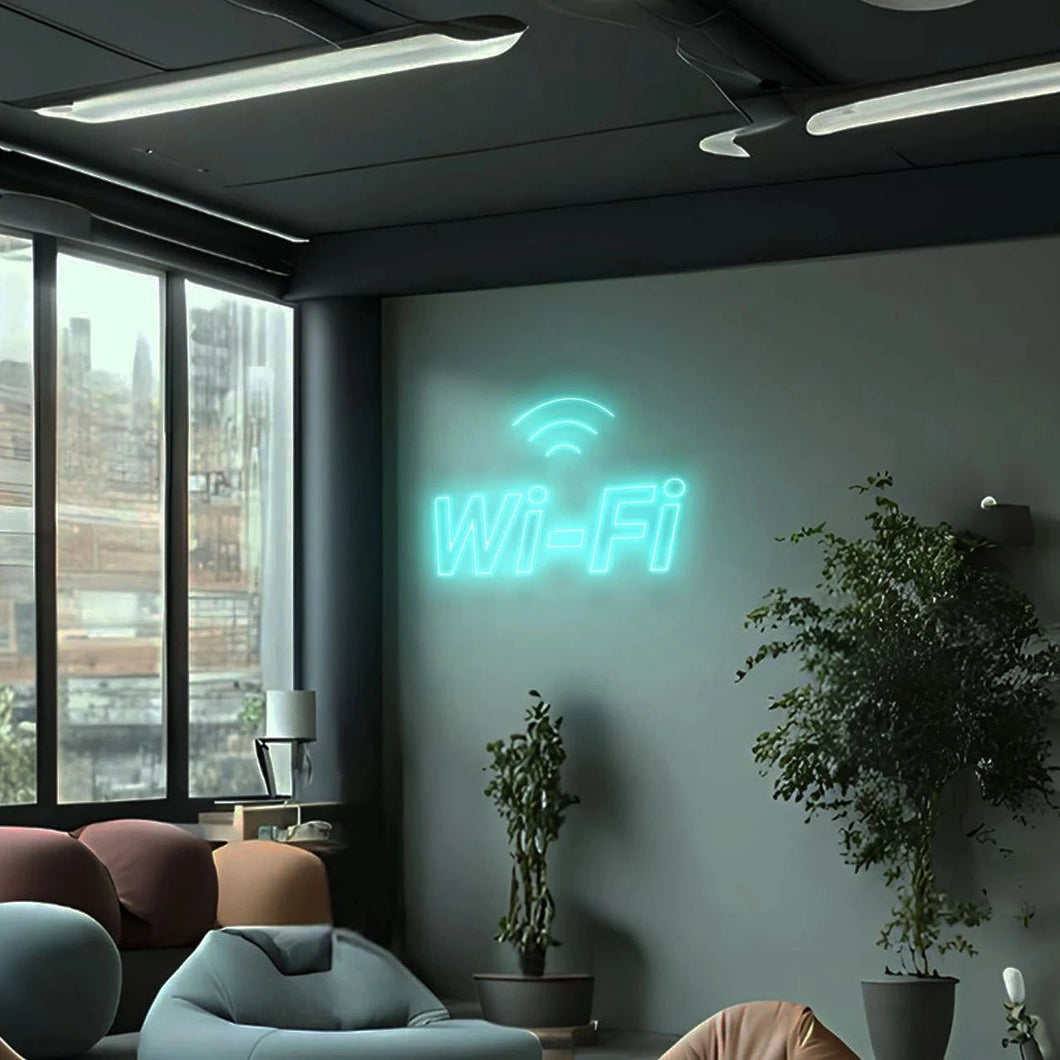 wifiのある電源カフェのネオンサイン